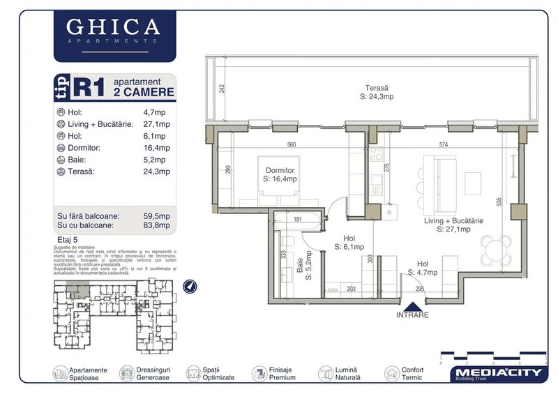 Ghica Apartments, faza ll, 2 camere, ansamblu nou,